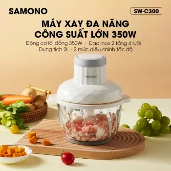 Máy Xay Thực Phẩm Samono  SW-C300 2L Công Suất Lớn 350W  Say Đa Năng Thịt Củ Tỏi Ớt Hàng Chính Hãng