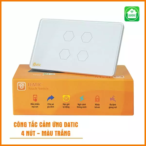 Công Tắc Cảm Ứng Wifi Datic 4 Nút Độc Lập - Màu Đen và Trắng