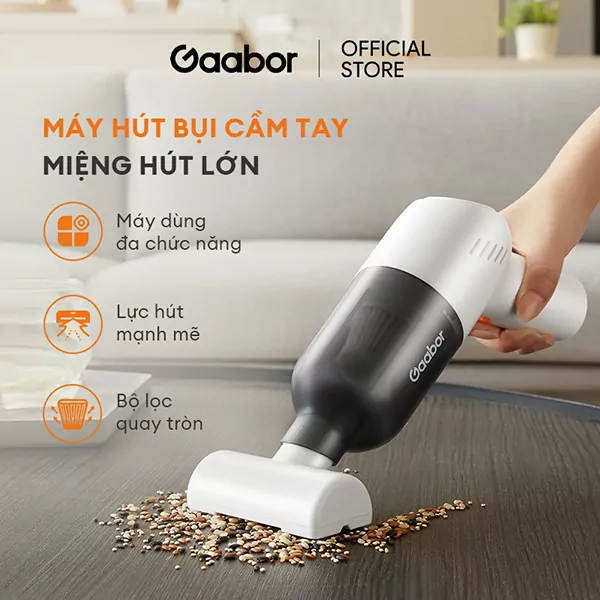 Máy hút bụi không dây cầm tay GVCC-M2A1 hãng GAABOR miệng hút lớn, lực hút mạnh bền bỉ, bộ lọc quay tròn, dễ sử dụng