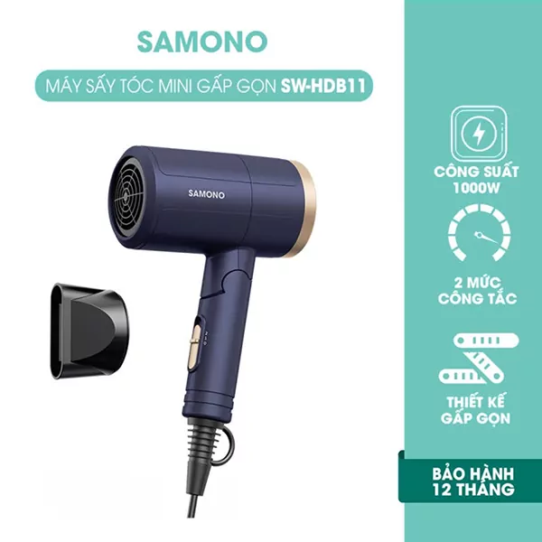 Máy Sấy Tóc Mini Gấp Gọn Bỏ Túi Samono SW-HDB11 Chính Hãng